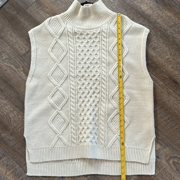 Cream Cable Knit Sleeveless  Oversized Turtleneck best - Picture 11 of 12